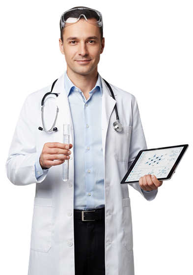 Médico en laboratorio